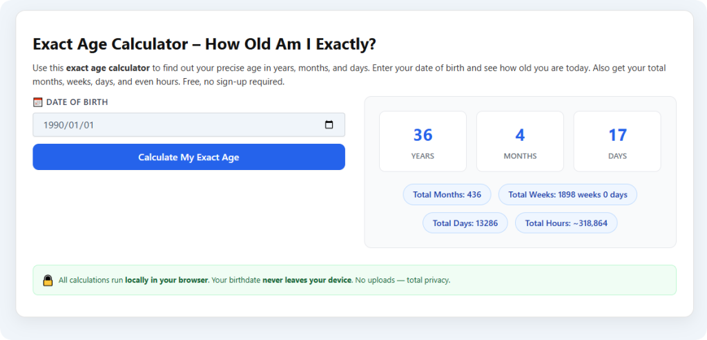 Exact Age Calculator To Calculate Years Months Days