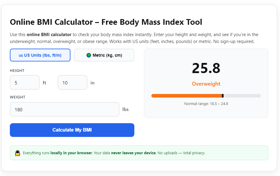Best BMI calculator for weight health check