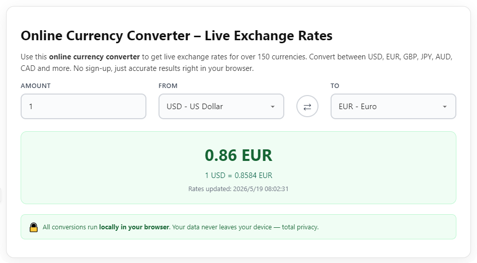 Real Time Currency Converter